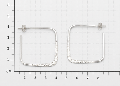 Sterling Silver Square Hammered Earrings