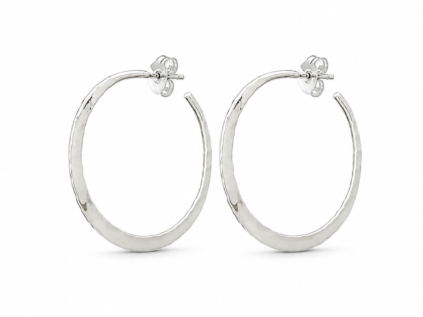 Sterling Silver Smedium Flat Hammered Earrings