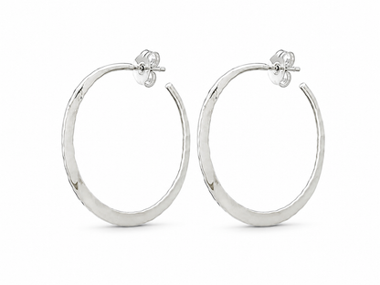 Sterling Silver Smedium Flat Hammered Earrings
