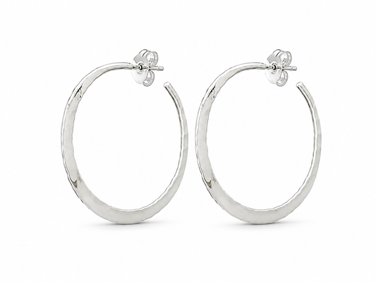 Sterling Silver Smedium Flat Hammered Earrings
