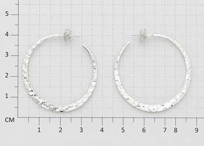 Sterling Silver Smedium Flat Hammered Earrings