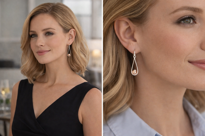 Sterling Silver Half Gloss Cap Earrings copper with Wire Wrap