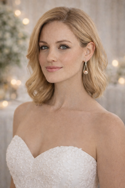 Sterling Silver Half Gloss Cap Earrings copper with Wire Wrap