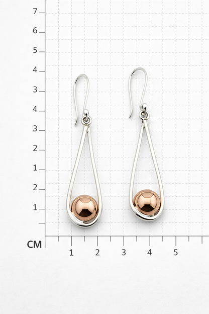 Sterling Silver Half Gloss Cap Earrings copper with Wire Wrap