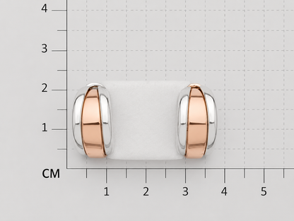 Smooth Sheet Sterling Silver Earrings with Half Round Copper Edges