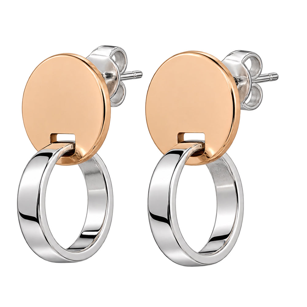 Sterling Silver Cross and Copper Disc Earrings