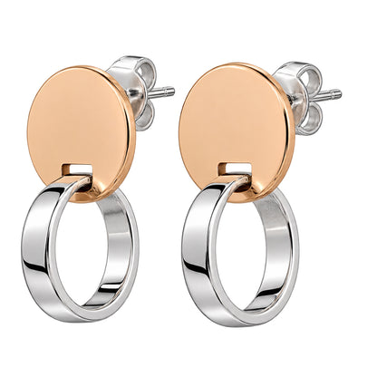 Sterling Silver Cross and Copper Disc Earrings