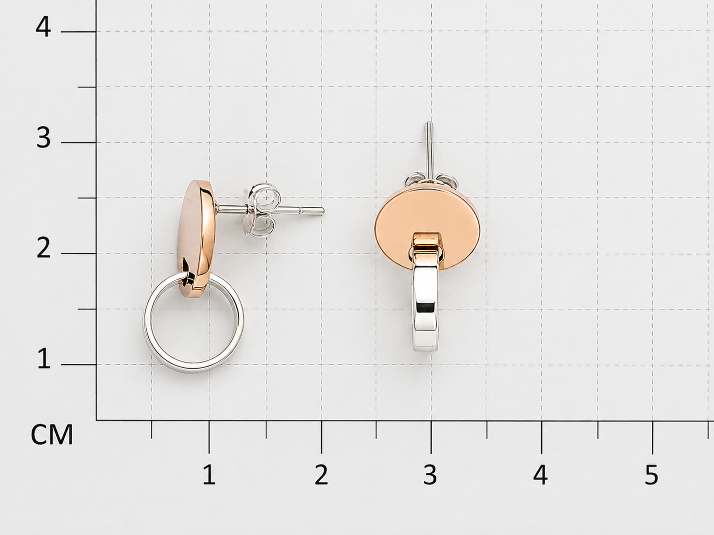 Sterling Silver Cross and Copper Disc Earrings