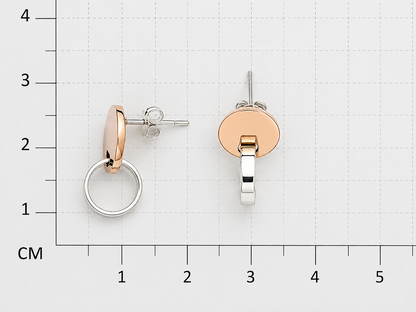 Sterling Silver Cross and Copper Disc Earrings