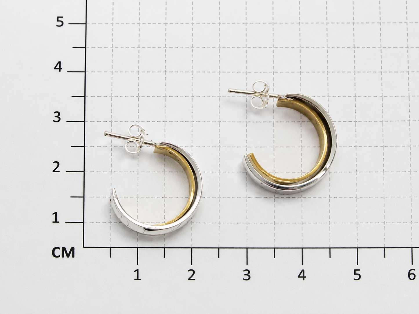 Sterling Silver and Tumbaga Smooth Cross Hammered Sheet Starter Earrings