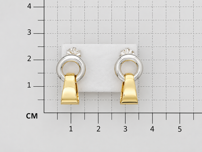 Sterling Silver Donita Lisa Earrings with Tumbaga and Silver Band