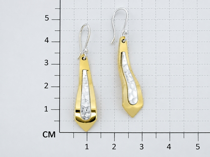Sterling Silver and Tumbaga Tie Earrings with Silver Ring Design