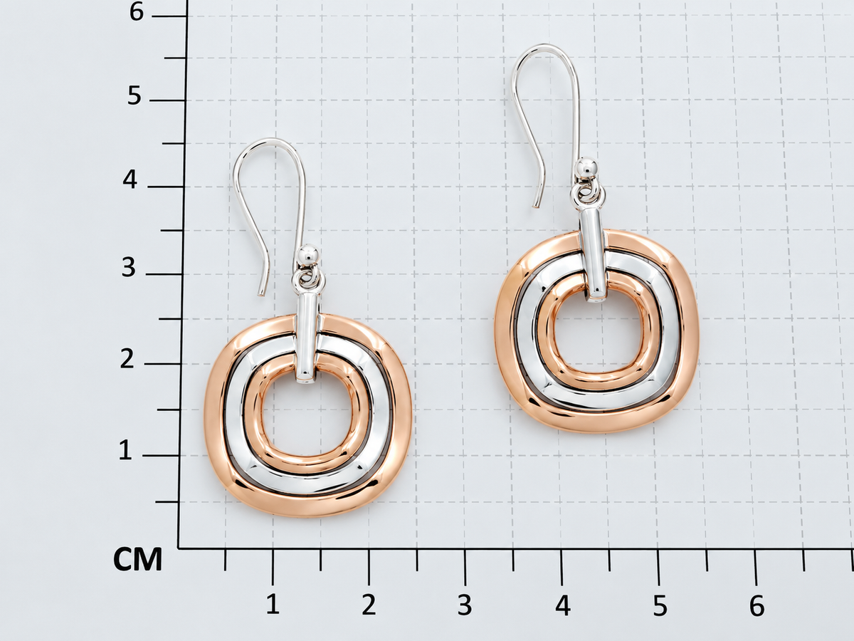 Sterling Silver and Copper Wavy Hoops Decreasing Smooth Earrings