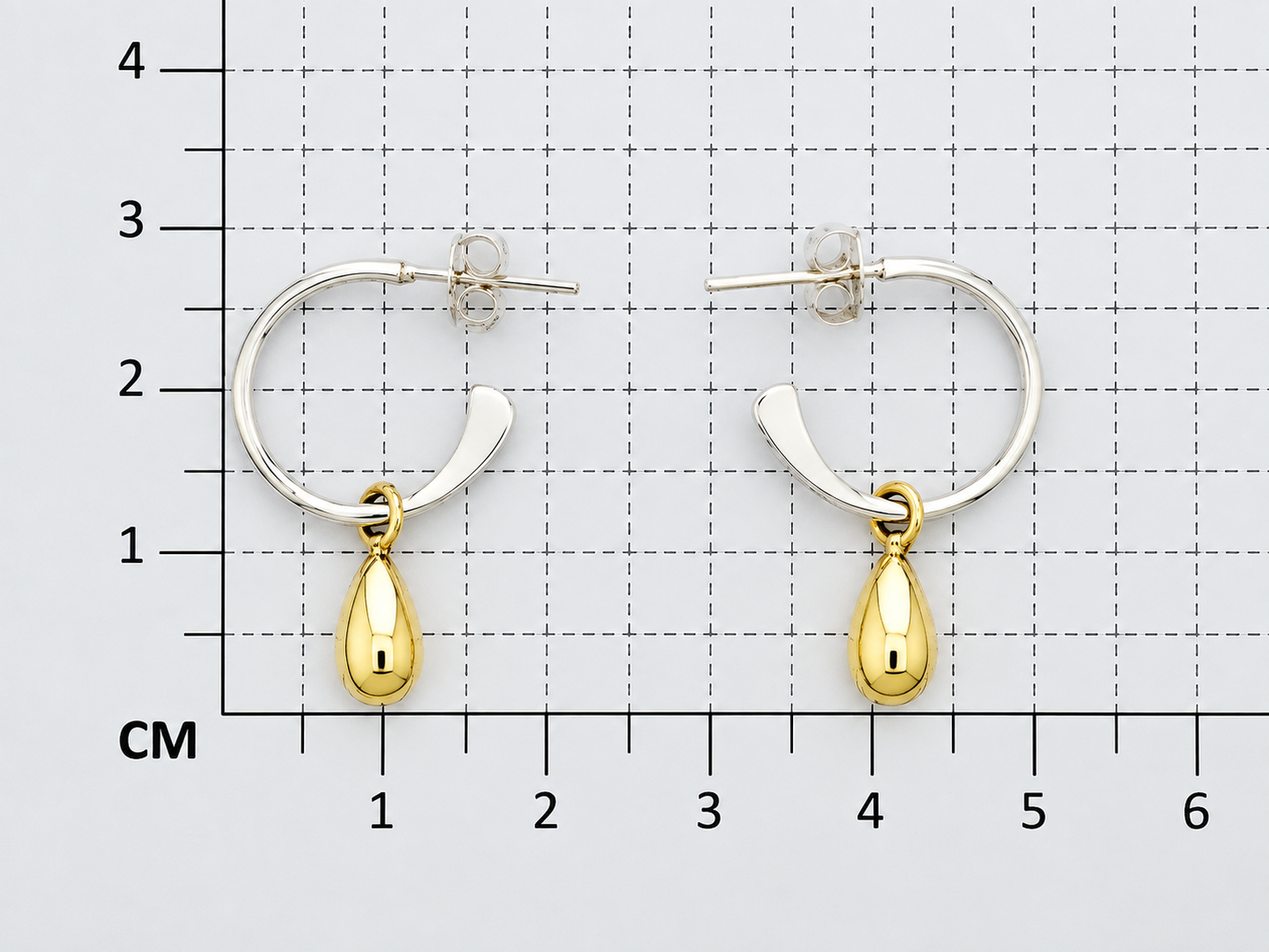 Sterling Silver and Tumbaga Gloss Earrings with Mini Gloss Drops