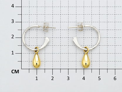 Sterling Silver and Tumbaga Gloss Earrings with Mini Gloss Drops