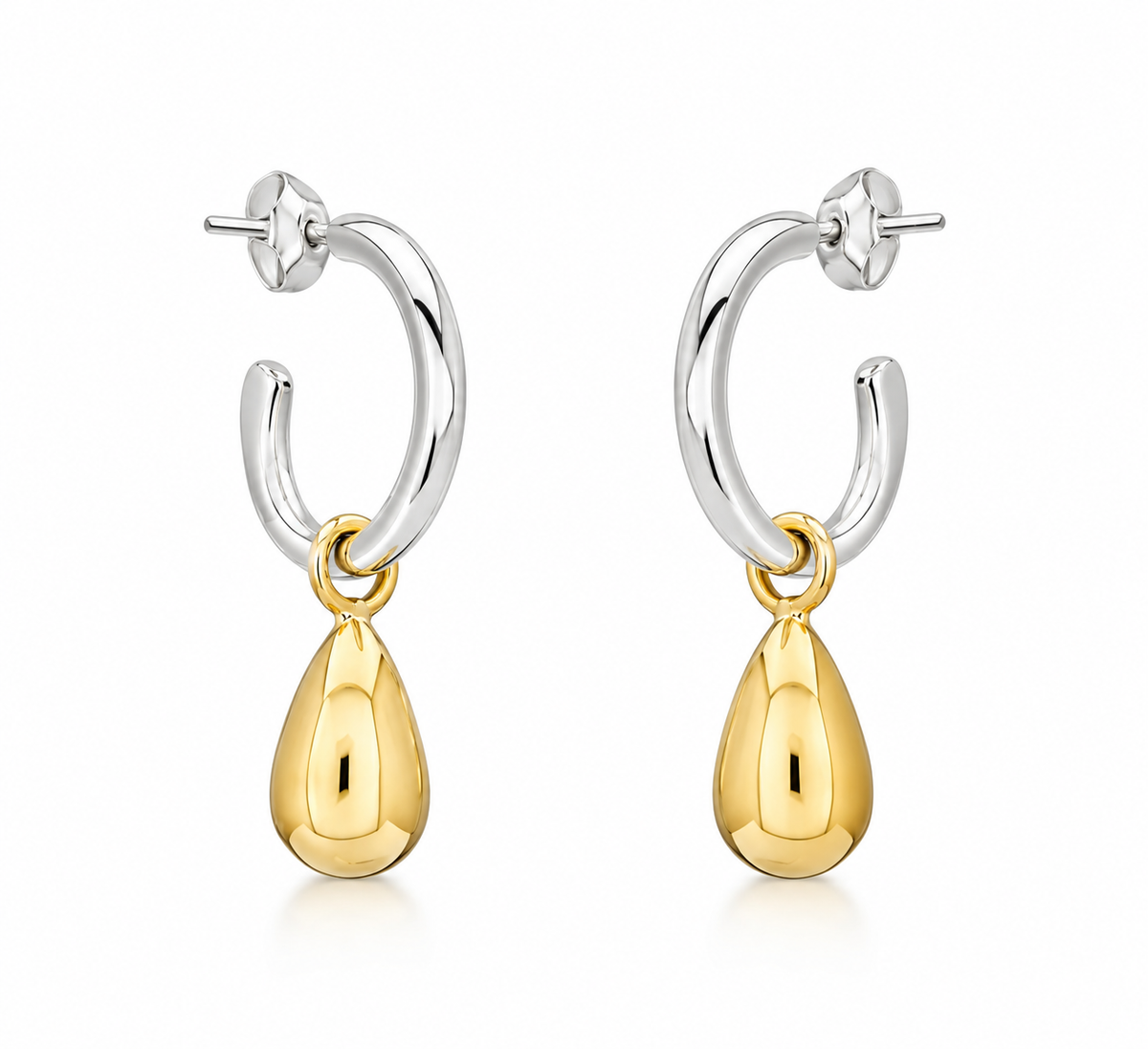 Sterling Silver and Tumbaga Gloss Earrings with Mini Gloss Drops