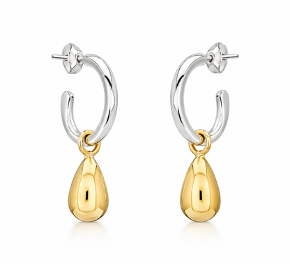 Sterling Silver and Tumbaga Gloss Earrings with Mini Gloss Drops