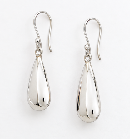 Sterling Silver Glossy Drop Earrings with Ring