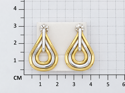 Sterling Silver and Tumbaga Triple Drop Earrings with Rings