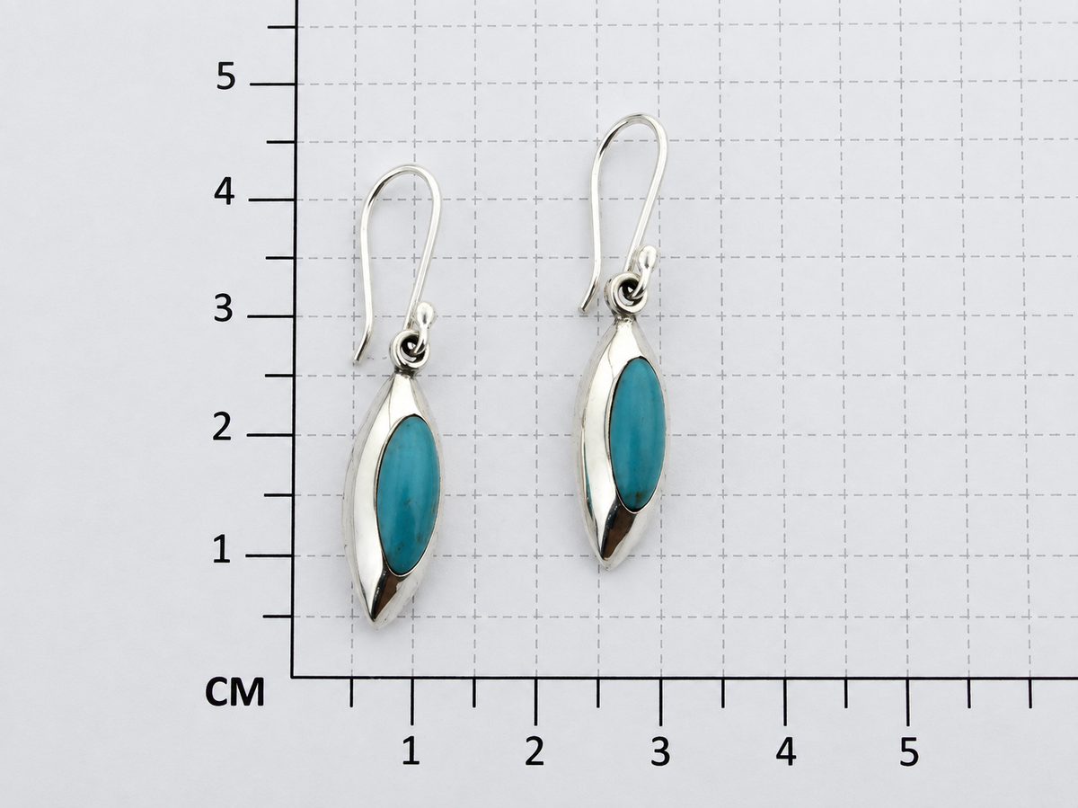 Sterling Silver Medium Almond Earrings with Turquoise Stone