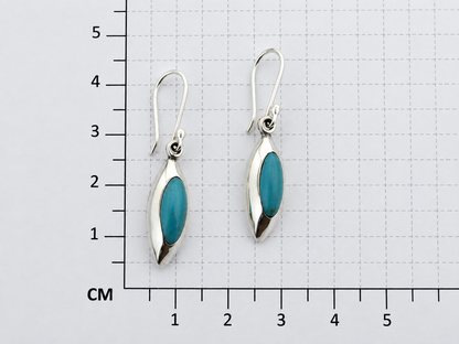 Sterling Silver Medium Almond Earrings with Turquoise Stone
