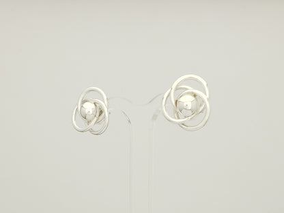 Sterling Silver Interlaced Hoop Earrings with Center Cap