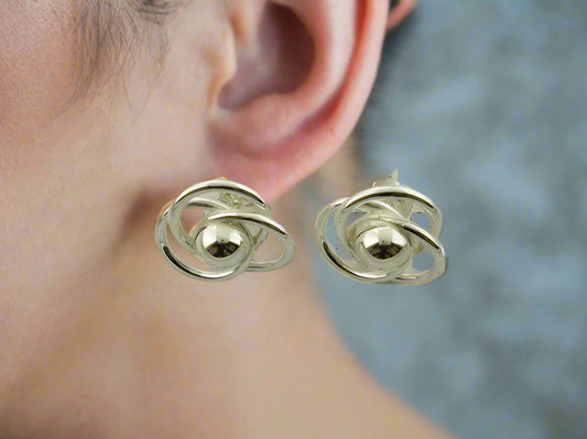 Sterling Silver Interlaced Hoop Earrings with Center Cap