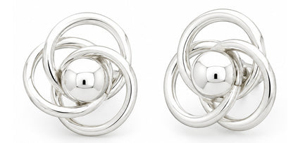 Sterling Silver Interlaced Hoop Earrings with Center Cap