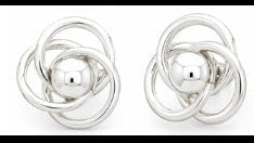 Sterling Silver Interlaced Hoop Earrings with Center Cap