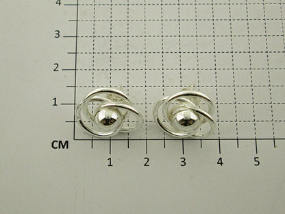 Sterling Silver Interlaced Hoop Earrings with Center Cap