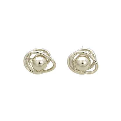 Sterling Silver Interlaced Hoop Earrings with Center Cap