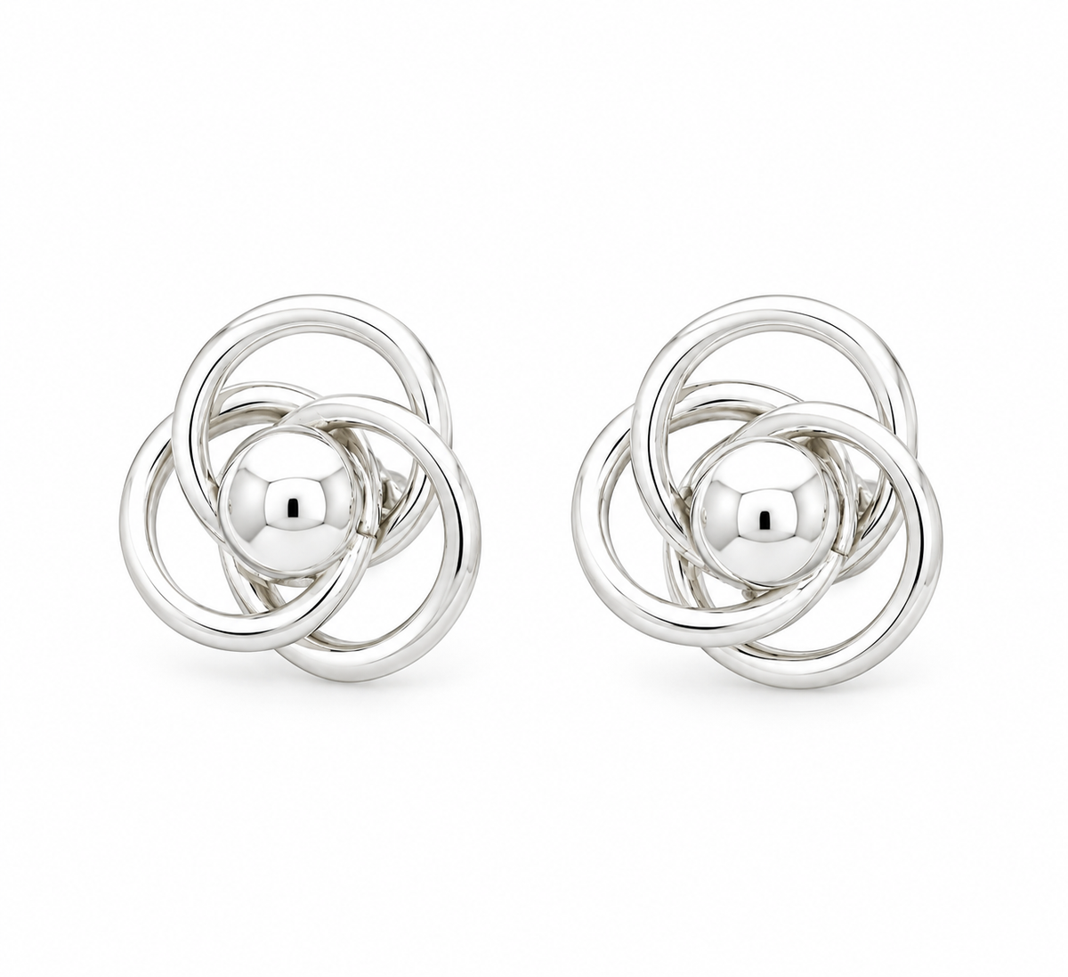 Sterling Silver Interlaced Hoop Earrings with Center Cap