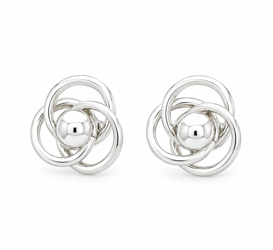 Sterling Silver Interlaced Hoop Earrings with Center Cap