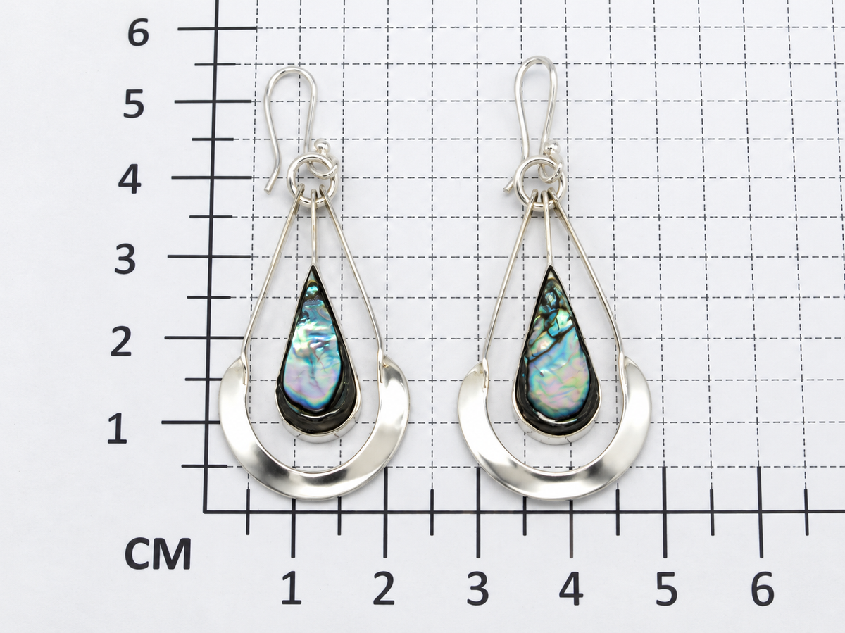 Double Drop Sterling Silver Earrings with Shell Accents