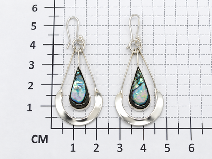 Double Drop Sterling Silver Earrings with Shell Accents