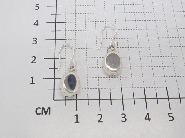 Sterling Silver Medium Gloss Flat Oval Earrings with Ring