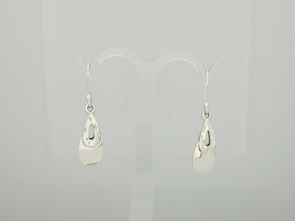 Sterling Silver Mini Smooth Drop Earrings with Hammered Drop