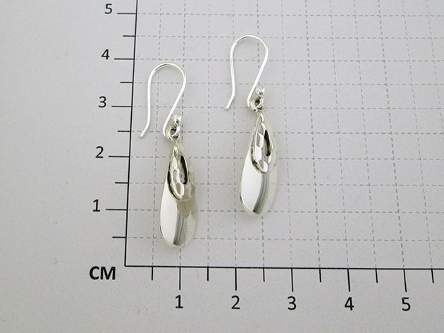 Sterling Silver Mini Smooth Drop Earrings with Hammered Drop