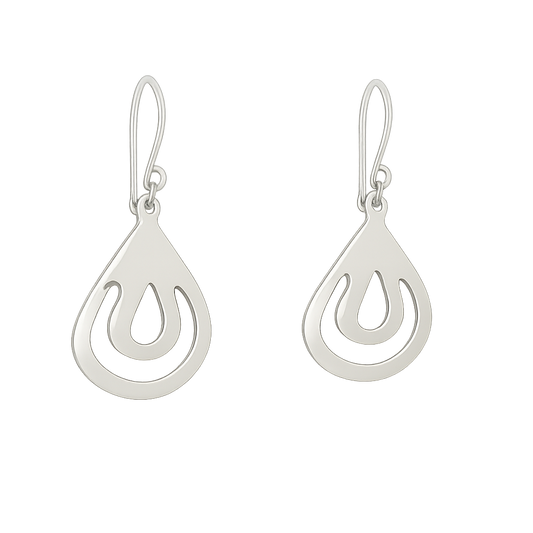 Sterling Silver Double Earring Inlaid Gloss Open Drops with Ring