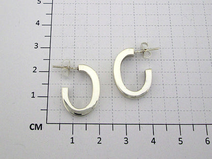 Sterling Silver Medium Smooth Cardboarded Oval Arracadite Earrings