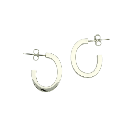 Sterling Silver Medium Smooth Cardboarded Oval Arracadite Earrings