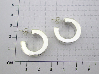 Sterling Silver Large Smooth Wide Earrings