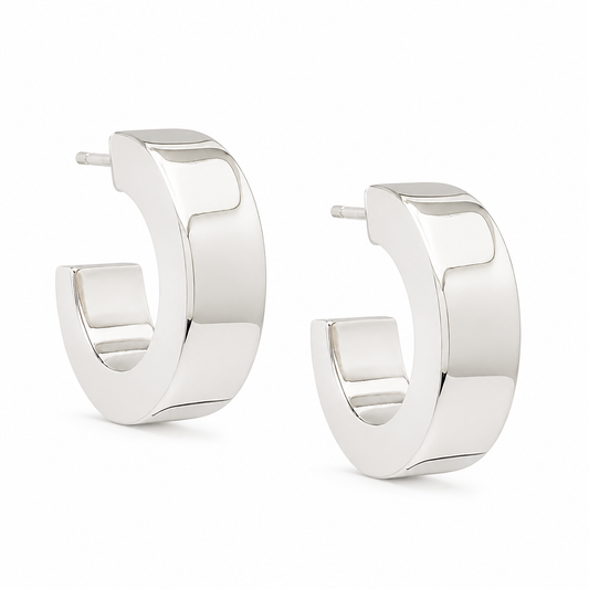 Sterling Silver Large Smooth Wide Earrings