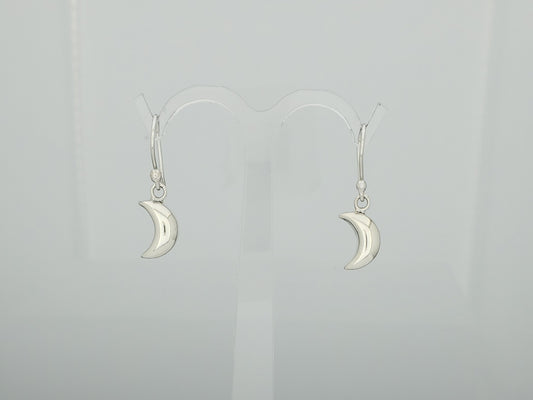 Sterling Silver Mini Smooth Moon Earring with Ring