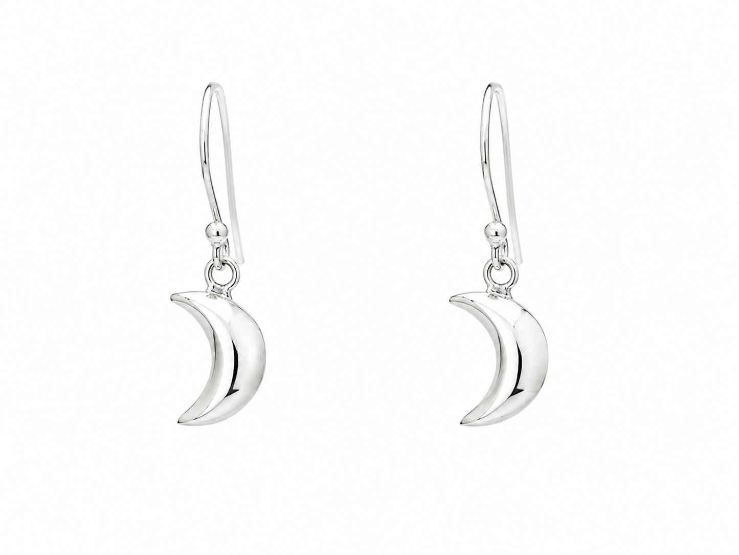 Sterling Silver Mini Smooth Moon Earring with Ring