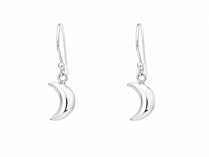 Sterling Silver Mini Smooth Moon Earring with Ring