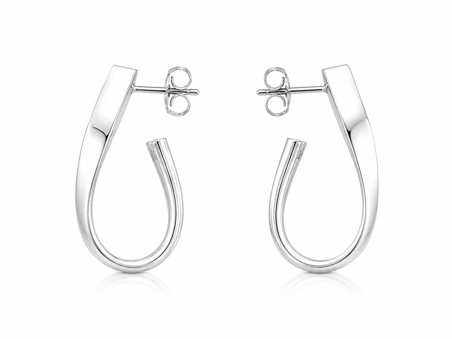 Sterling Silver Large Half-Round Oval Earrings