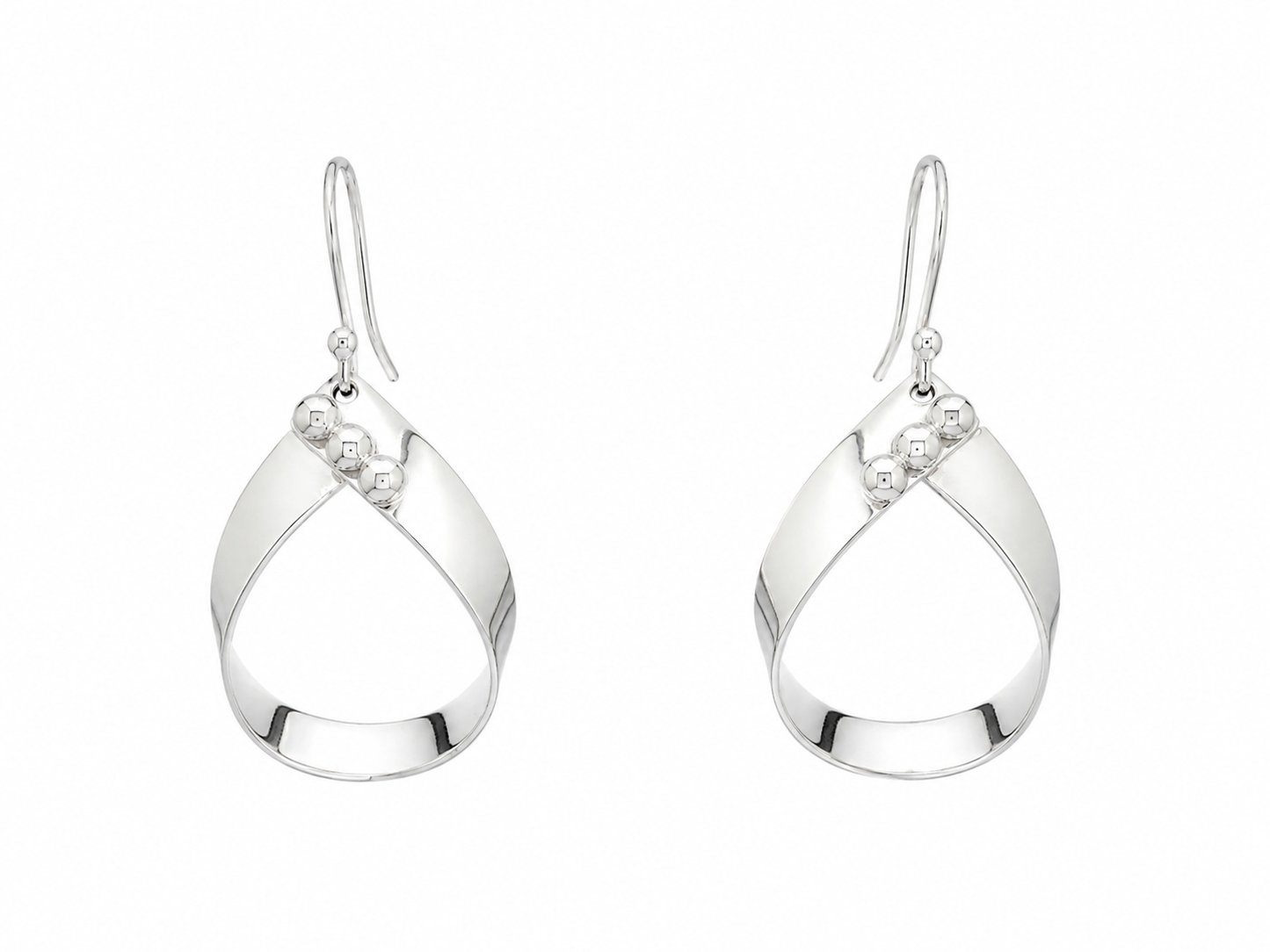 Sterling Silver Cross Drop Earrings with Three Gloss Caps