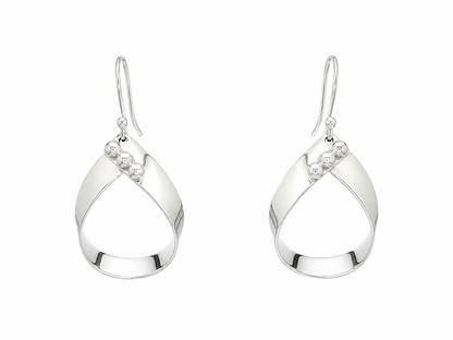 Sterling Silver Cross Drop Earrings with Three Gloss Caps