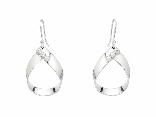 Sterling Silver Cross Drop Earrings with Three Gloss Caps